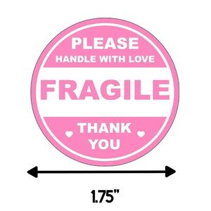 60 Handcrafted Fragile Handle with Love Stickers